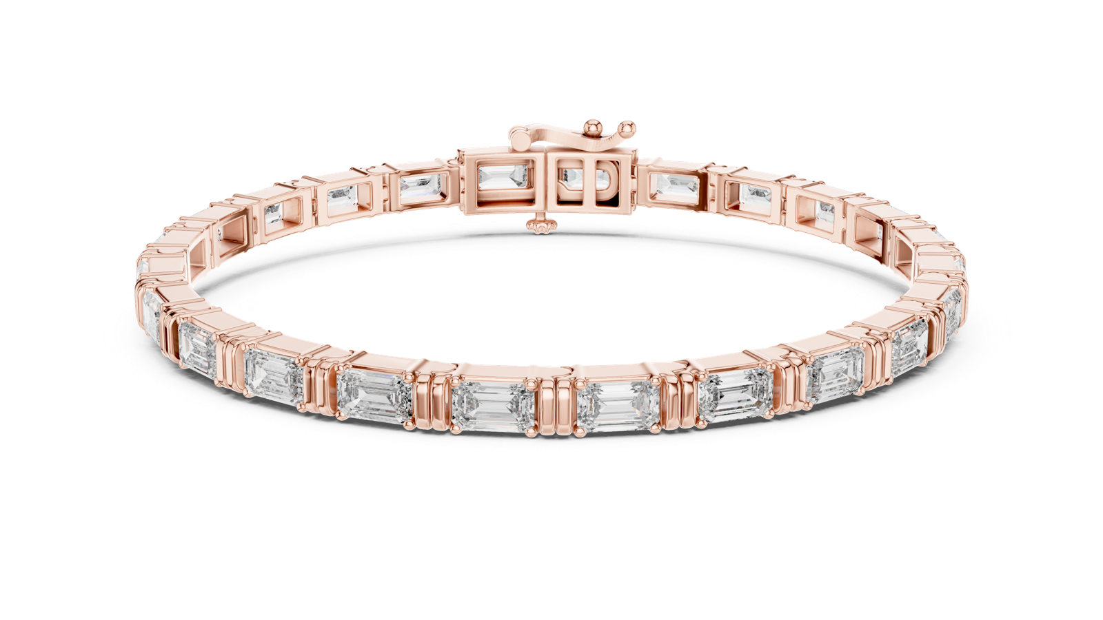 14K Solid Gold Lab Diamond Bracelet, Rose Gold