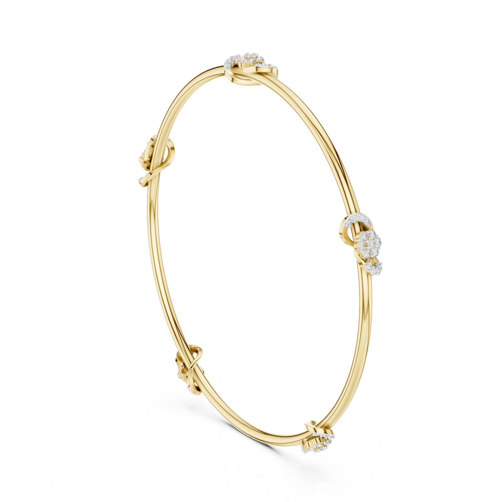 14K Solid Gold Lab Diamond Bracelet, Yellow Gold, view 1