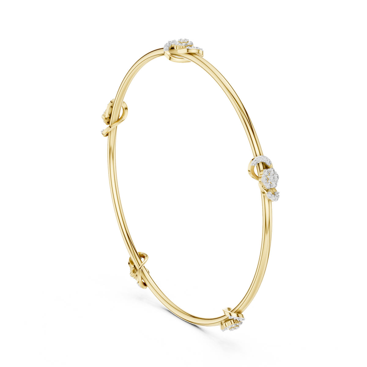 14K Solid Gold Lab Diamond Bracelet, Yellow Gold, view 1