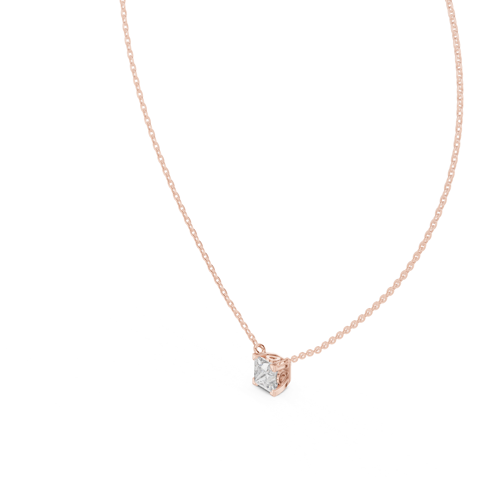 14K Solid Gold Lab Diamond Solitaire Pendant Necklace, Rose Gold, view 2