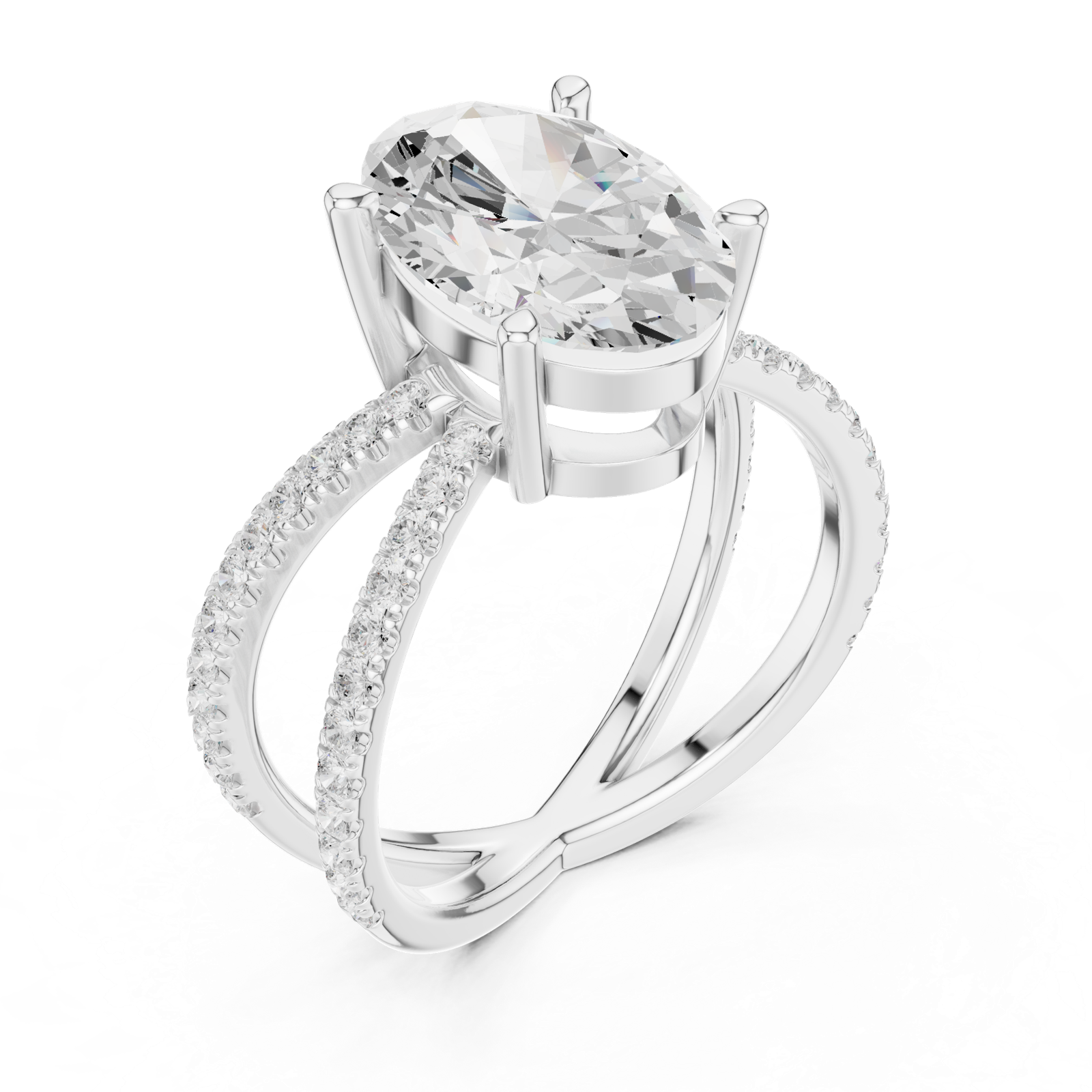 Gold Jewelry L36-25, Oval center stone, White Gold, view 2