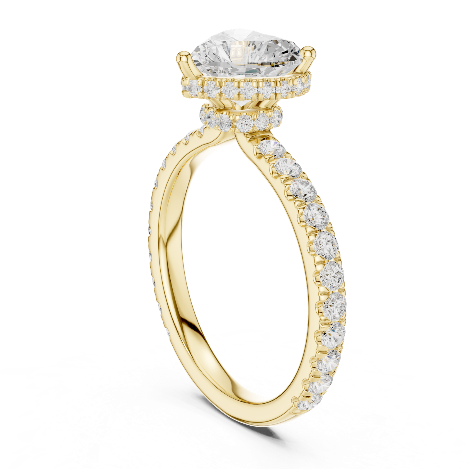 Gold Ring DDLR-165, Heart center stone, Yellow Gold, view 1