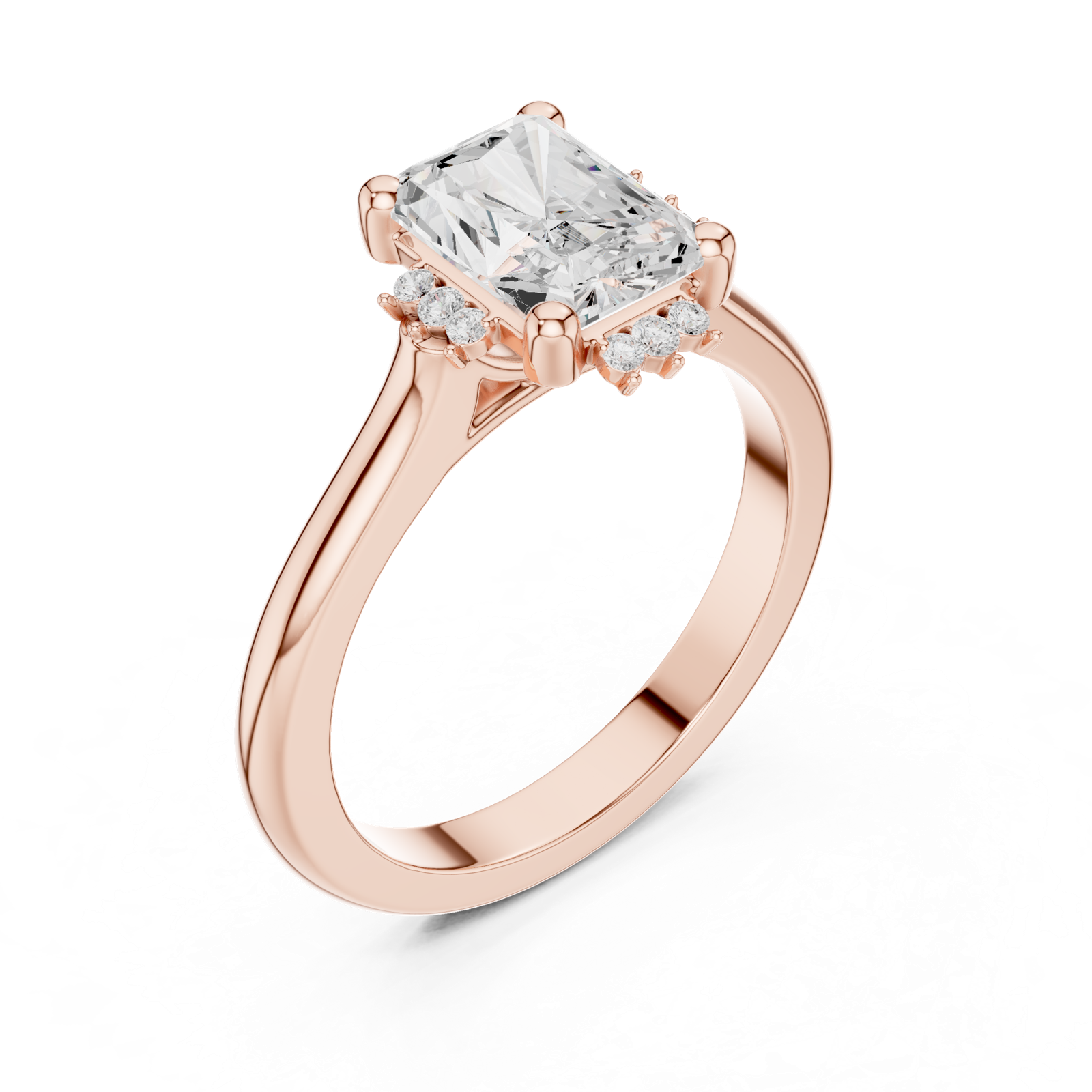 Gold Jewelry L35-123, Radiant center stone, Rose Gold, view 2
