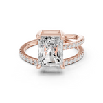 Gold Jewelry L35-39, Radiant center stone, Rose Gold