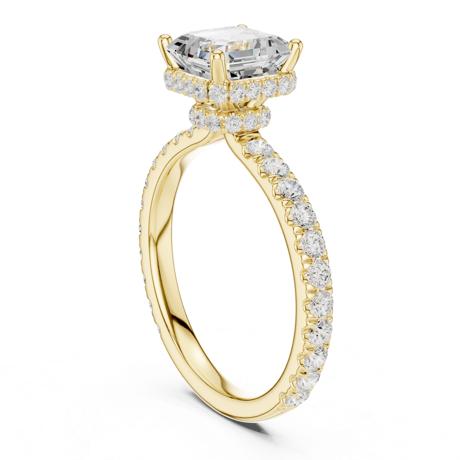 Gold Ring DDLR-165, Asscher center stone, Yellow Gold, view 1