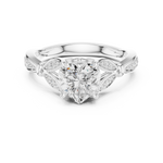 Gold Ring DDLR-257, Heart center stone, White Gold, view 4