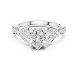 Gold Ring DDLR-257, Heart center stone, White Gold, view 4