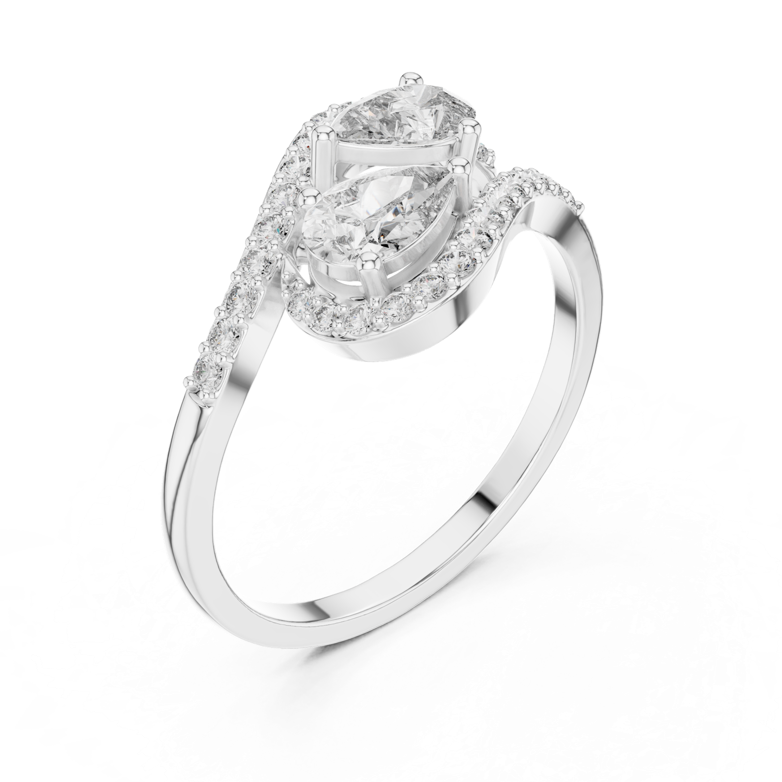 Gold Ring HLR-175, White Gold, view 2