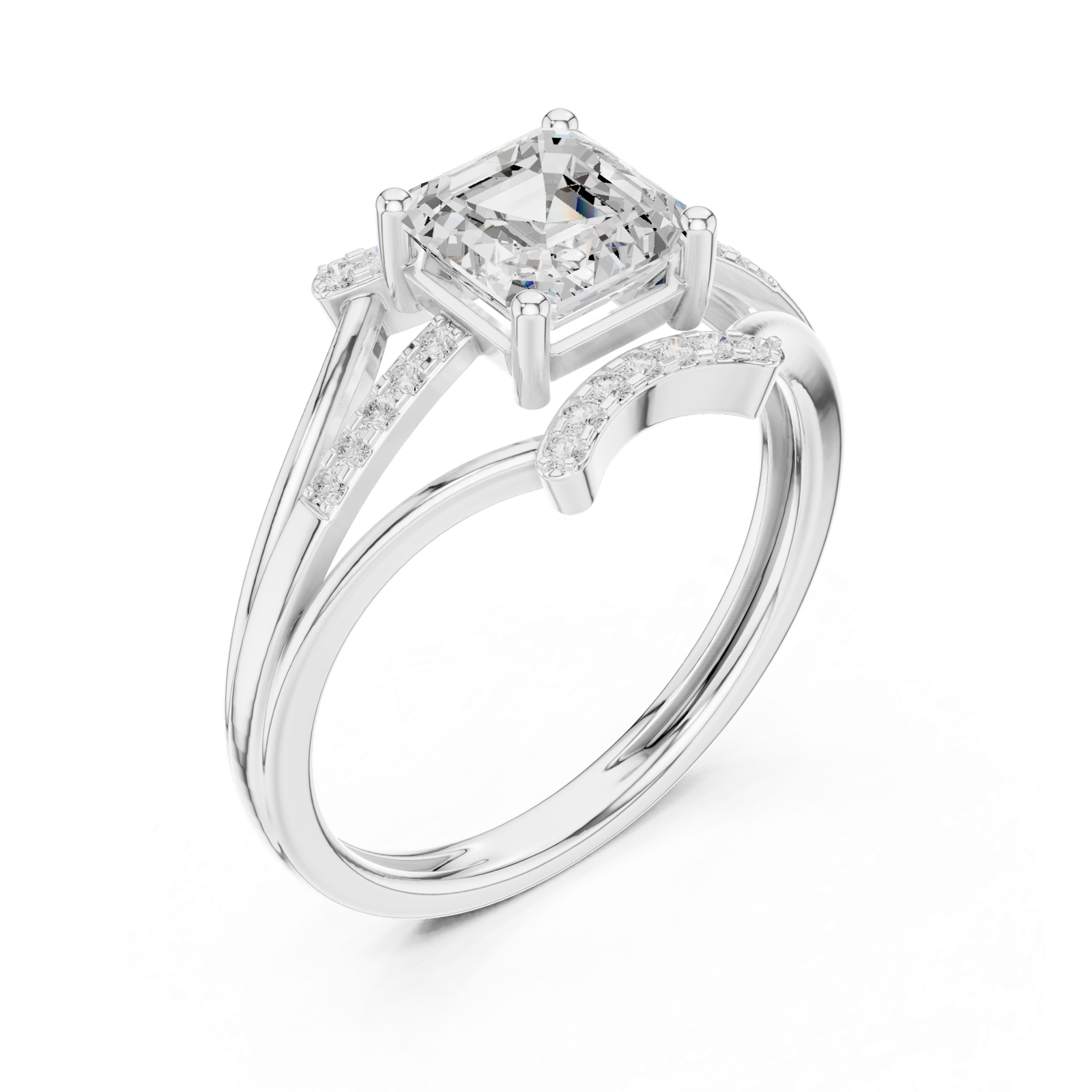 Gold Ring DDLR-505, White Gold, view 2