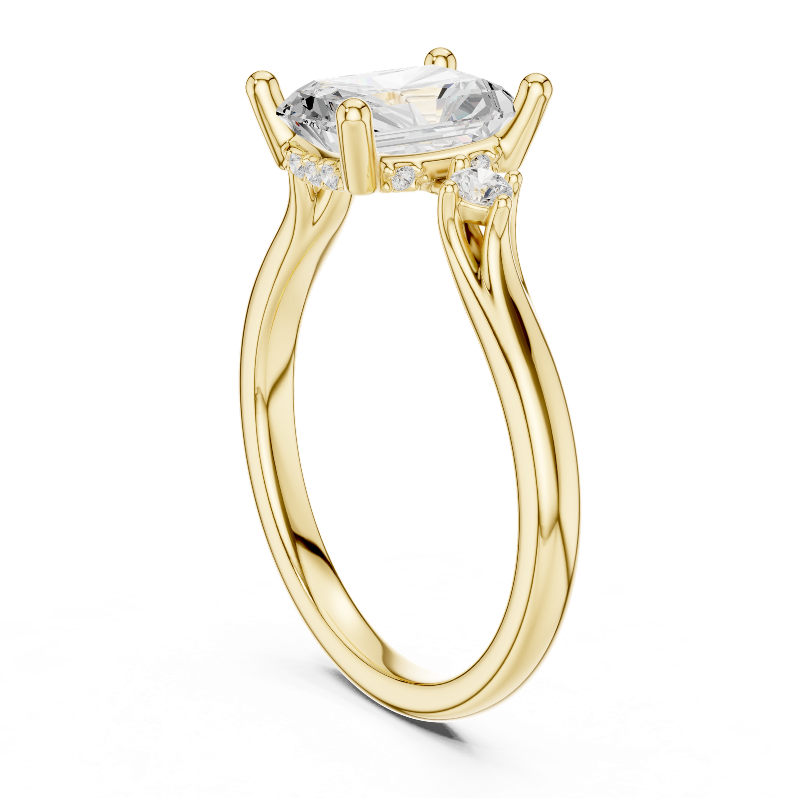 Gold Ring DDLR-164, Radiant center stone, Yellow Gold, view 1