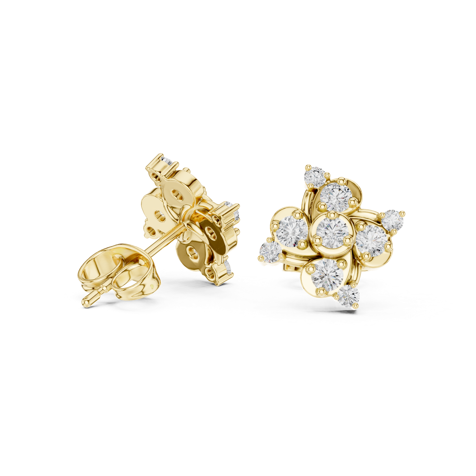 Gold Earrings 9-10004E, Yellow Gold, view 1