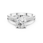 Gold Ring DDLR-253, Oval center stone, White Gold, view 4