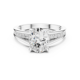 Gold Ring DDLR-253, Oval center stone, White Gold, view 4