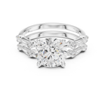 Gold Ring DDLR-441, Round center stone, White Gold, view 4