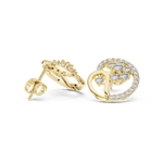 14K Solid Gold Lab Diamond Cluster Earrings, Yellow Gold, view 1