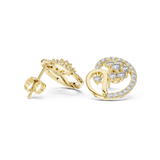 14K Solid Gold Lab Diamond Cluster Earrings, Yellow Gold, view 1