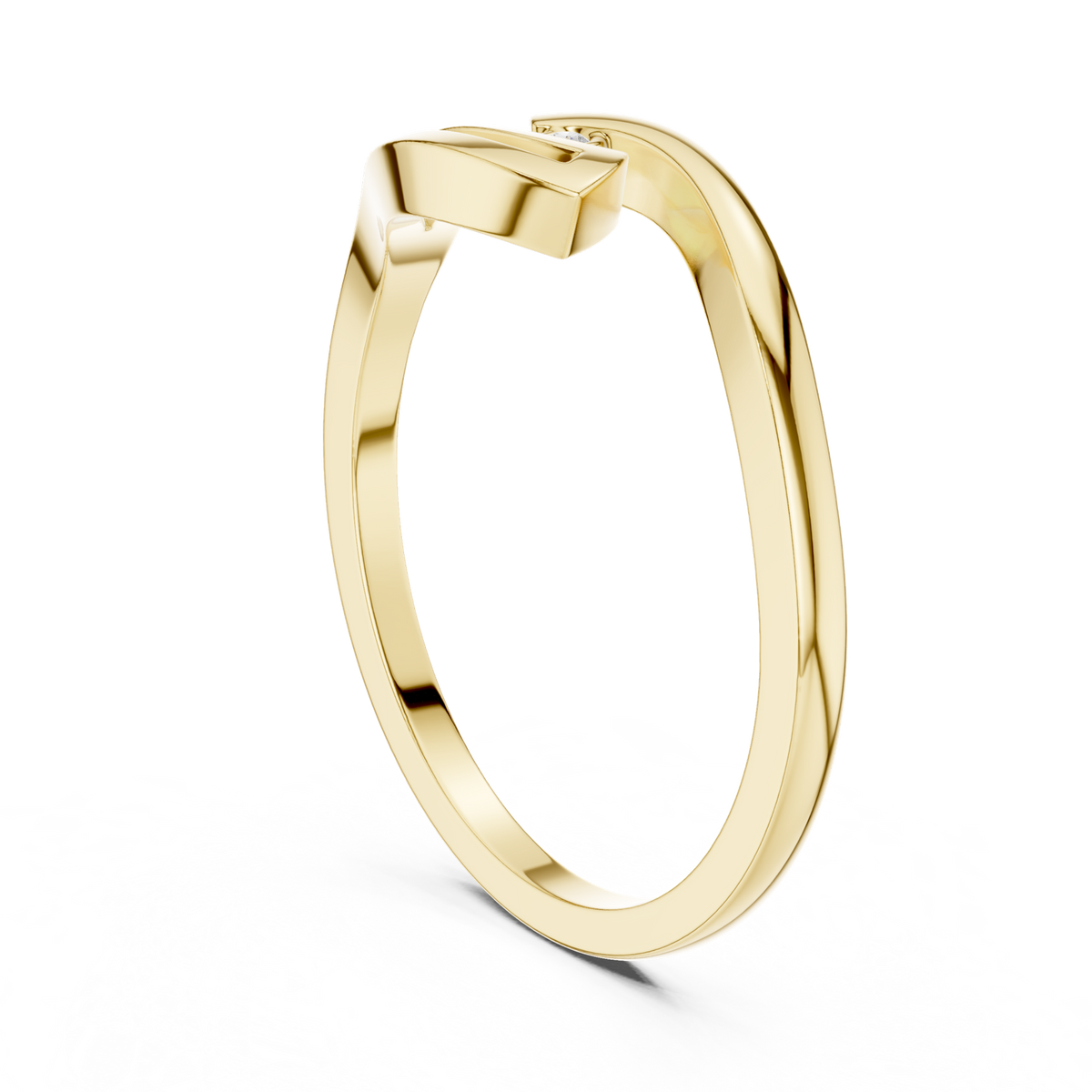 14K Solid Gold Lab Diamond Twist Ring, Yellow Gold, view 1