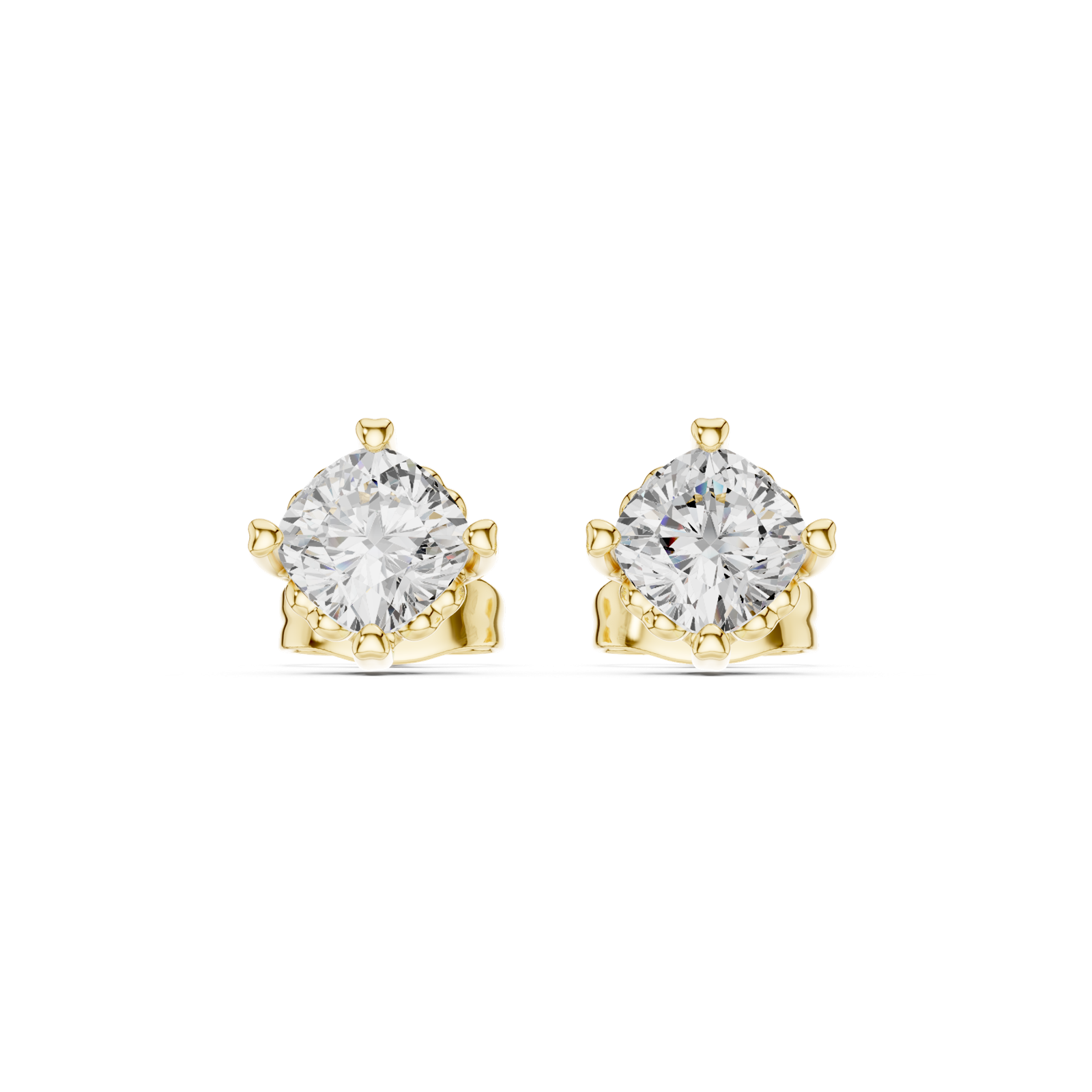 14K Solid Gold Lab Diamond Stud Earrings, Yellow Gold, view 4