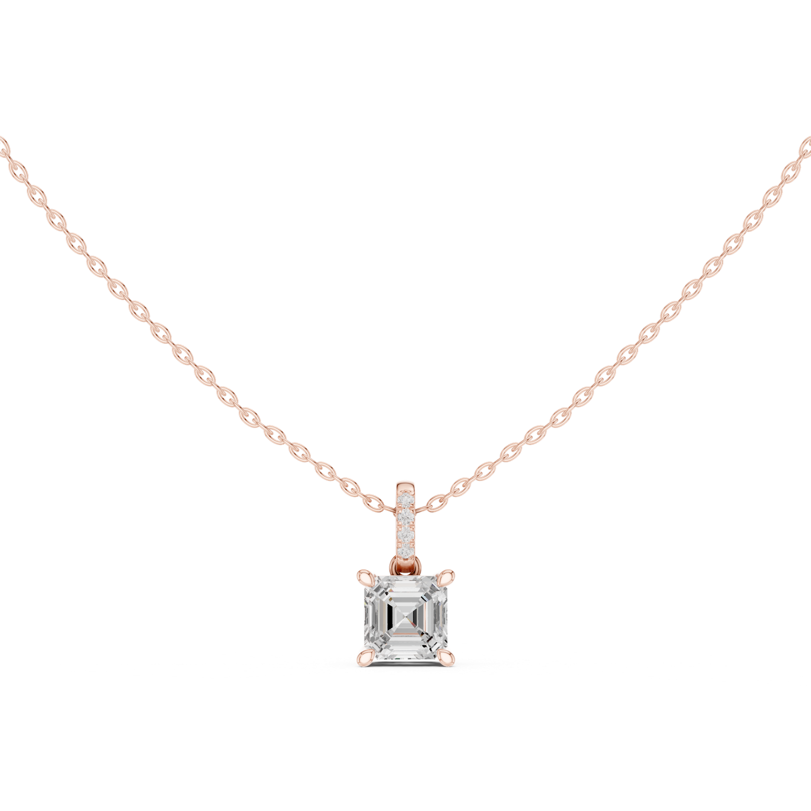 Gold Jewelry, Asscher center stone, Rose Gold, view 4