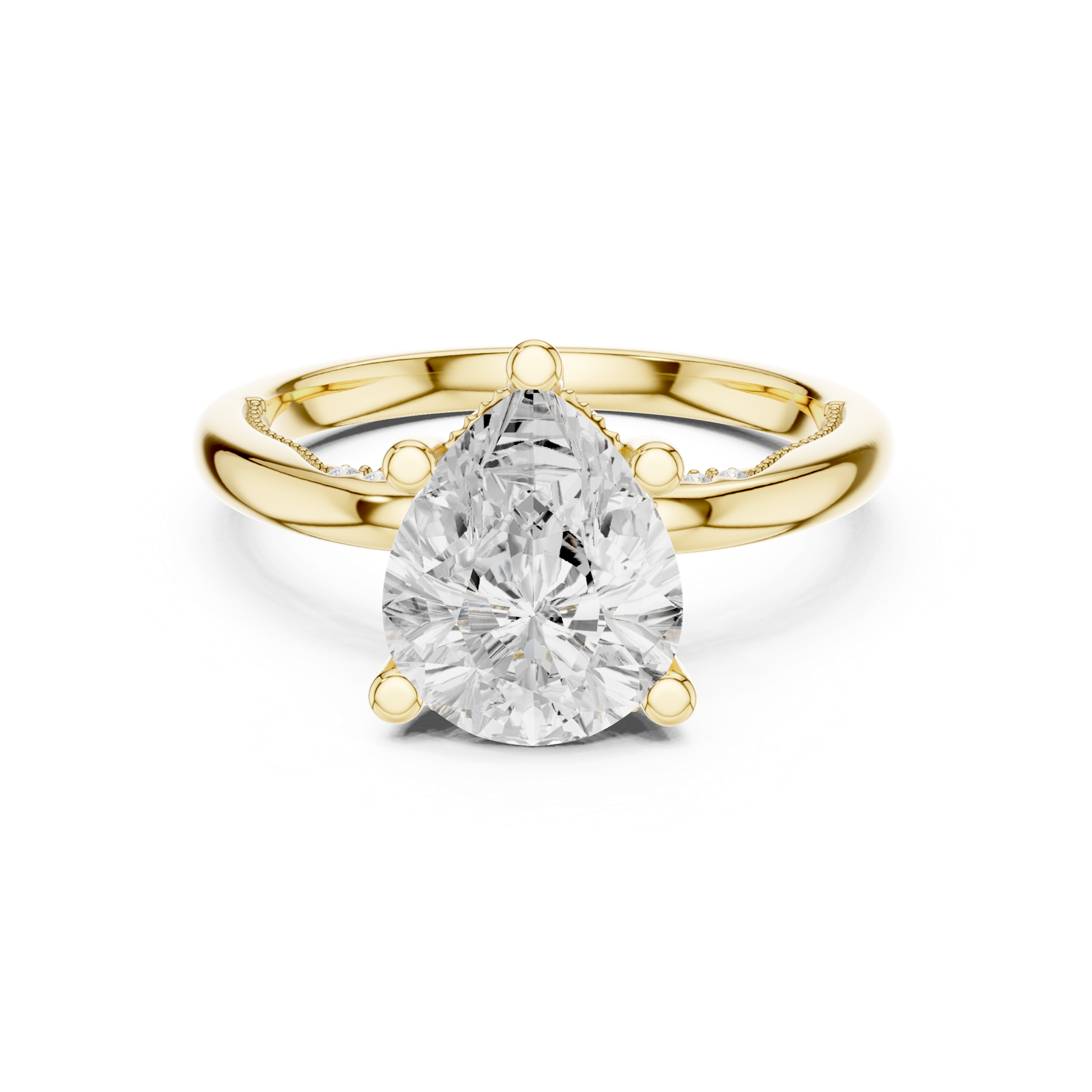 Gold Ring DDLR-175, Pear center stone, Yellow Gold, view 4
