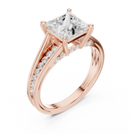 Gold Ring DDLR-253, Princess center stone, Rose Gold, view 2