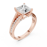 Gold Ring DDLR-253, Princess center stone, Rose Gold, view 2