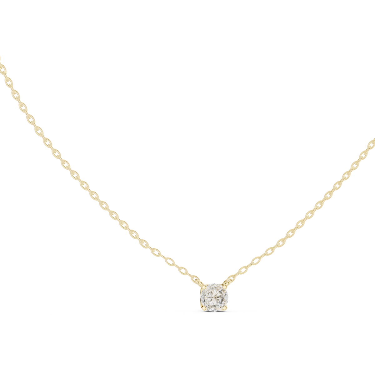 14K Solid Gold Lab Diamond Solitaire Pendant Necklace, Yellow Gold, view 1