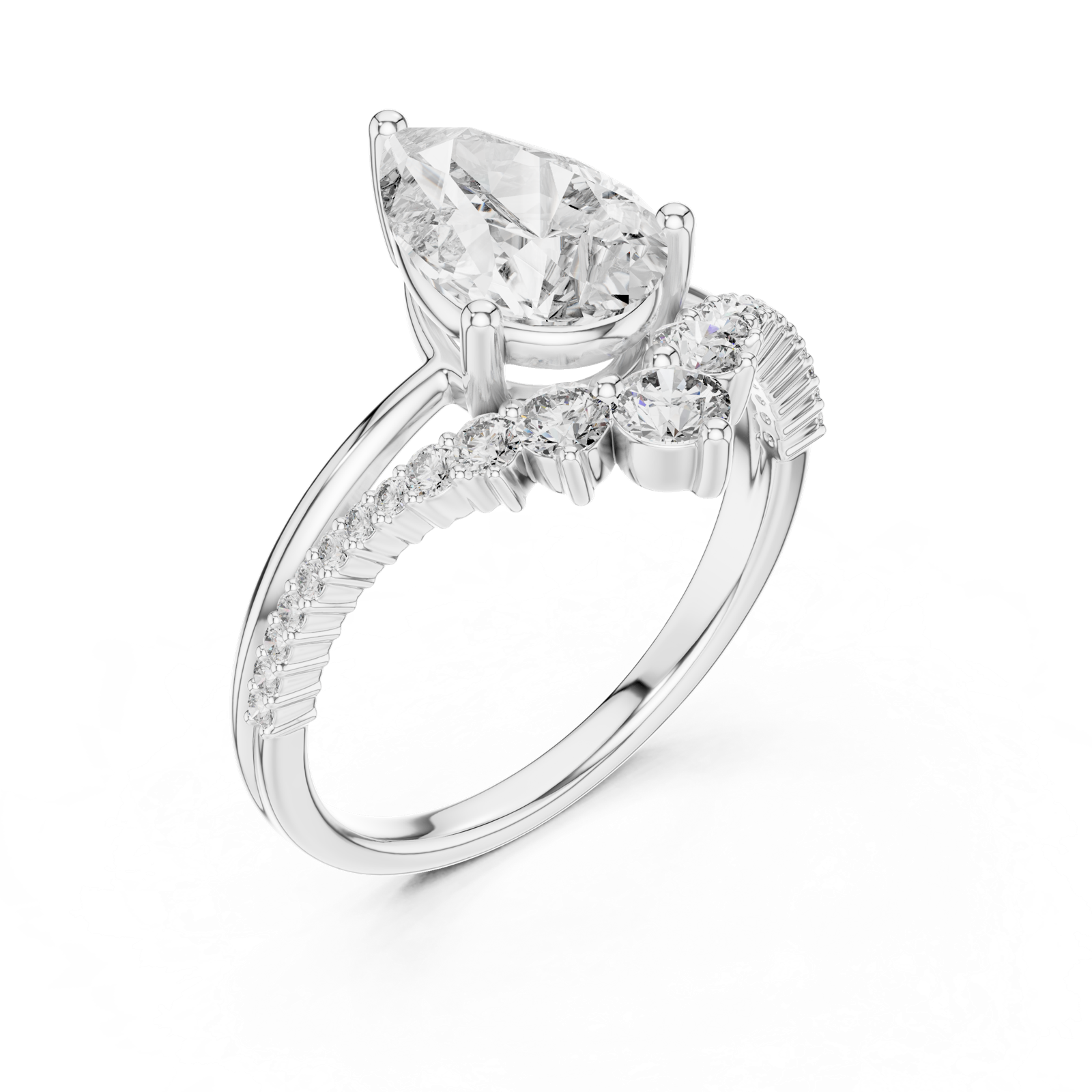 Gold Ring DDLR-059, White Gold, view 2