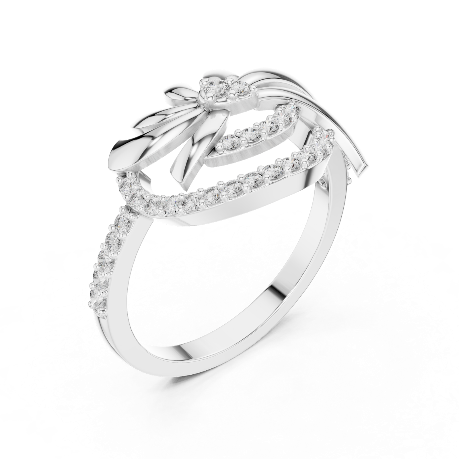 Gold Ring LR-01 (86), White Gold, view 2