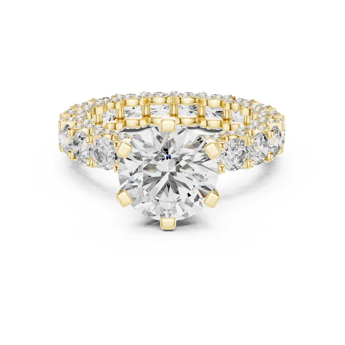 14K Solid Gold Lab Diamond Solitaire Ring, Yellow Gold