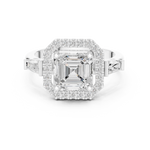 Gold Ring, Asscher center stone, White Gold, view 4