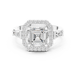Gold Ring, Asscher center stone, White Gold, view 4