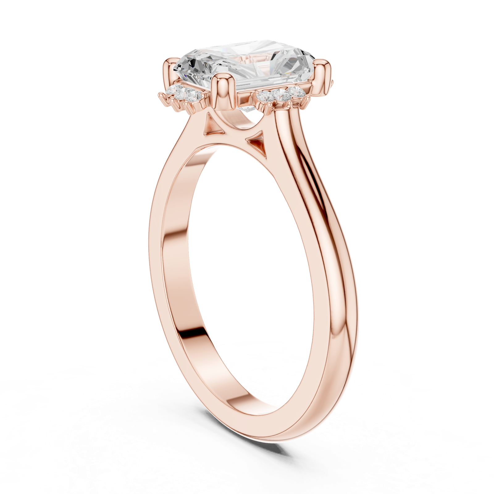 Gold Jewelry L35-123, Radiant center stone, Rose Gold, view 1