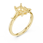 Gold Three-Stone Baguette Engagement Ring, Emerald center stone, Yellow Gold, view 2