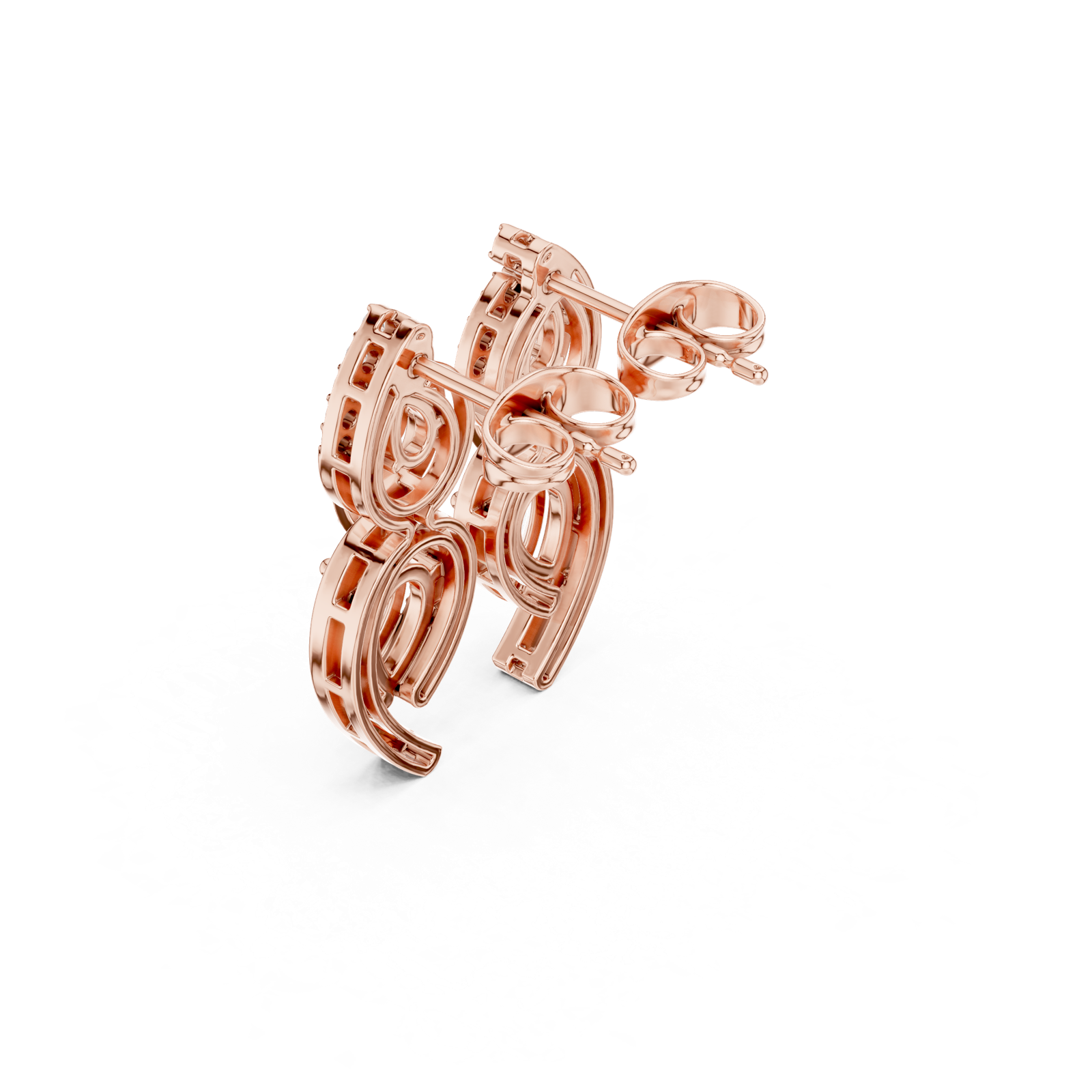 14K Solid Gold Lab Diamond Drop Earrings, Rose Gold, view 2