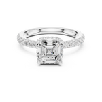 Gold Ring DDLR-165, Asscher center stone, White Gold, view 4
