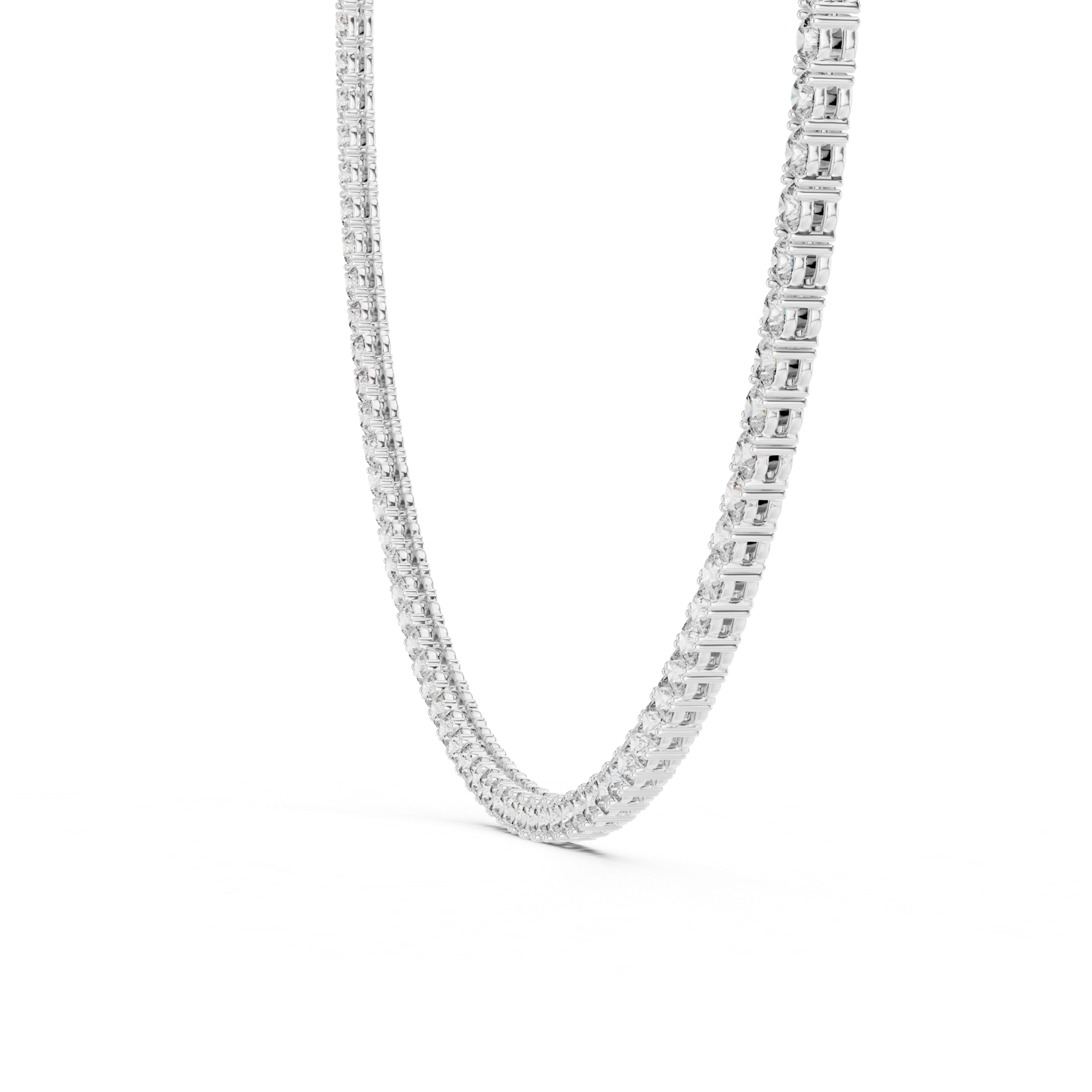 14K Solid Gold Lab Diamond Tennis Necklace, White Gold, view 3