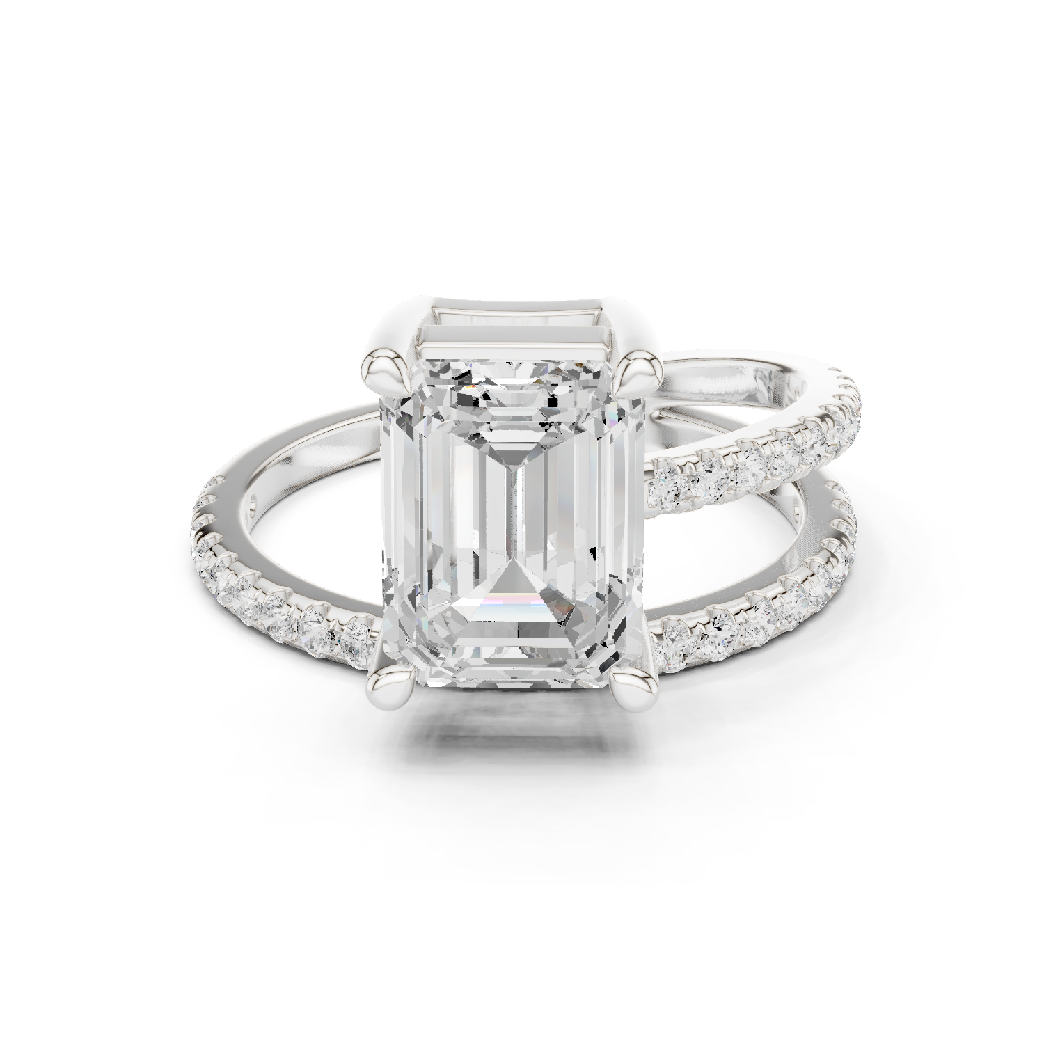 Gold Jewelry L35-39, Emerald center stone, White Gold