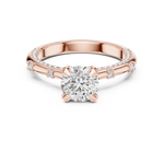 14K Solid Gold Lab Diamond Solitaire Ring, Rose Gold