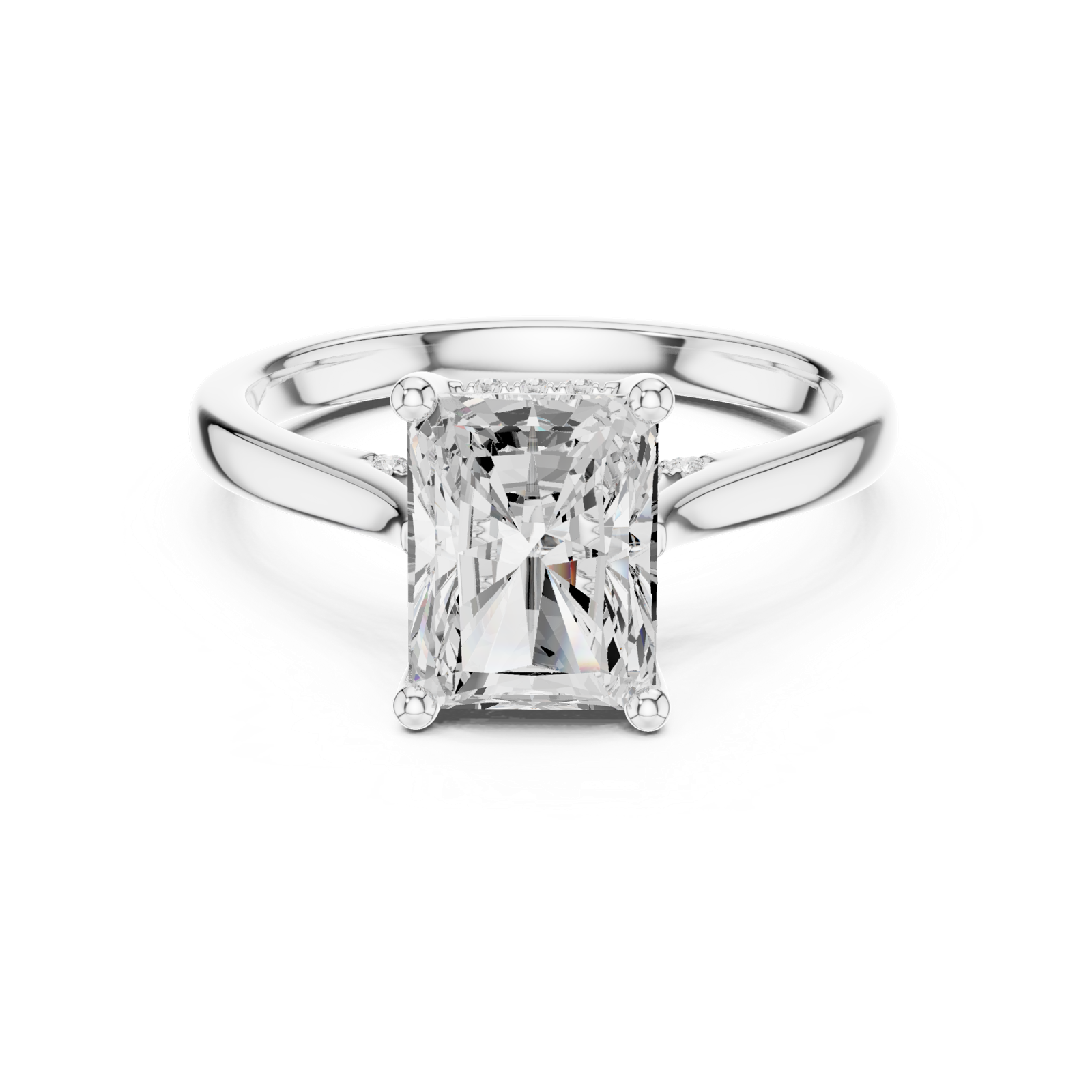Gold Ring DDLR-163, Radiant center stone, White Gold, view 4