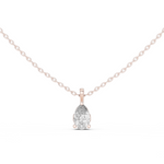 14K Solid Gold Lab Diamond Solitaire Pendant Necklace, Rose Gold