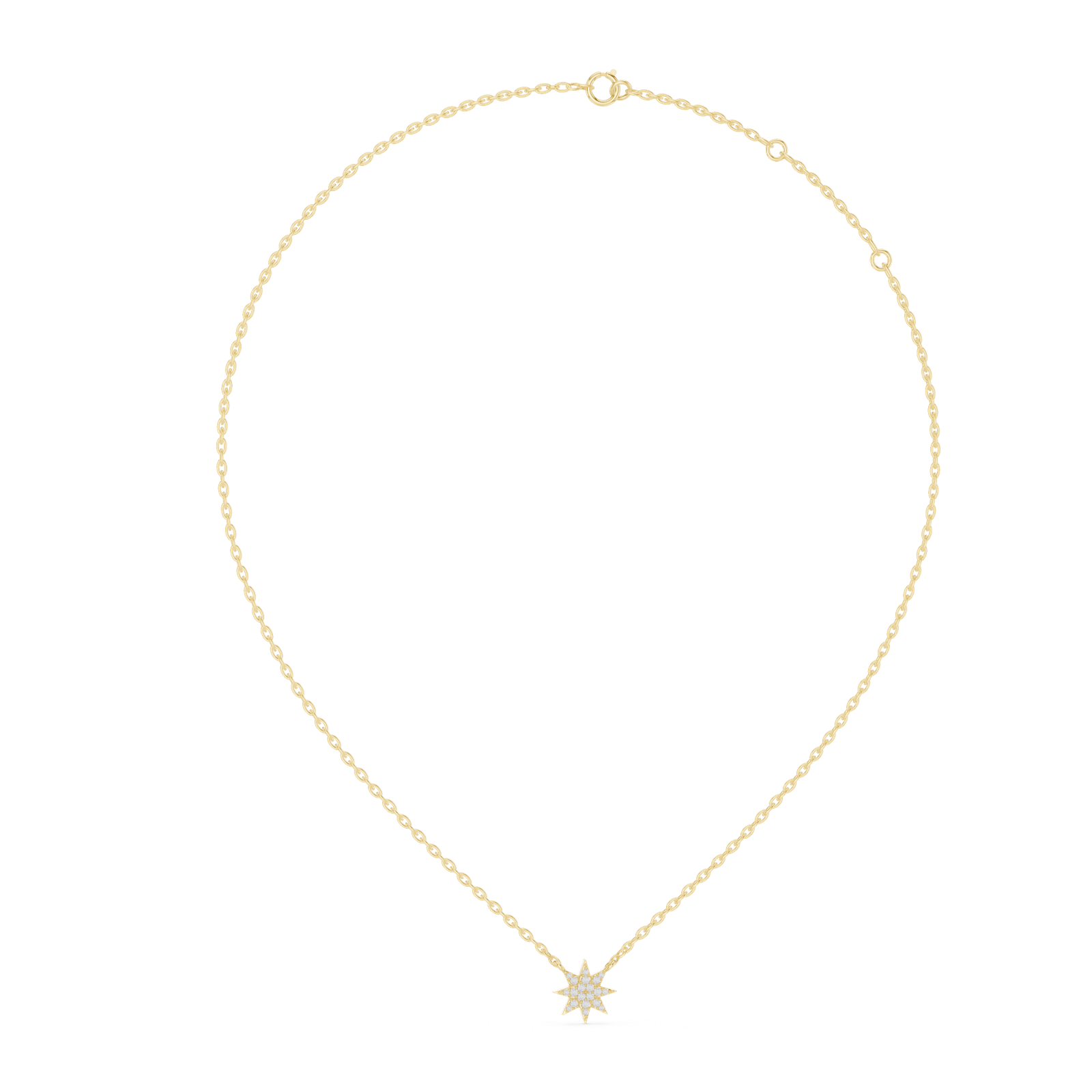 14K Solid Gold Lab Diamond Star Pendant Necklace, Yellow Gold, view 1
