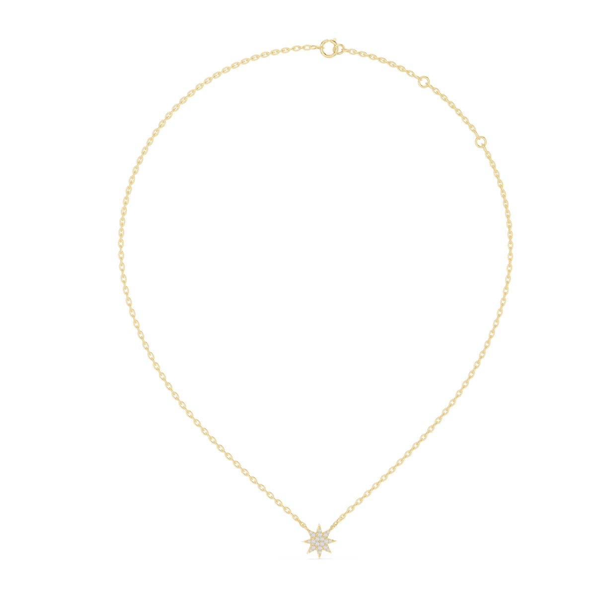 14K Solid Gold Lab Diamond Star Pendant Necklace, Yellow Gold, view 1