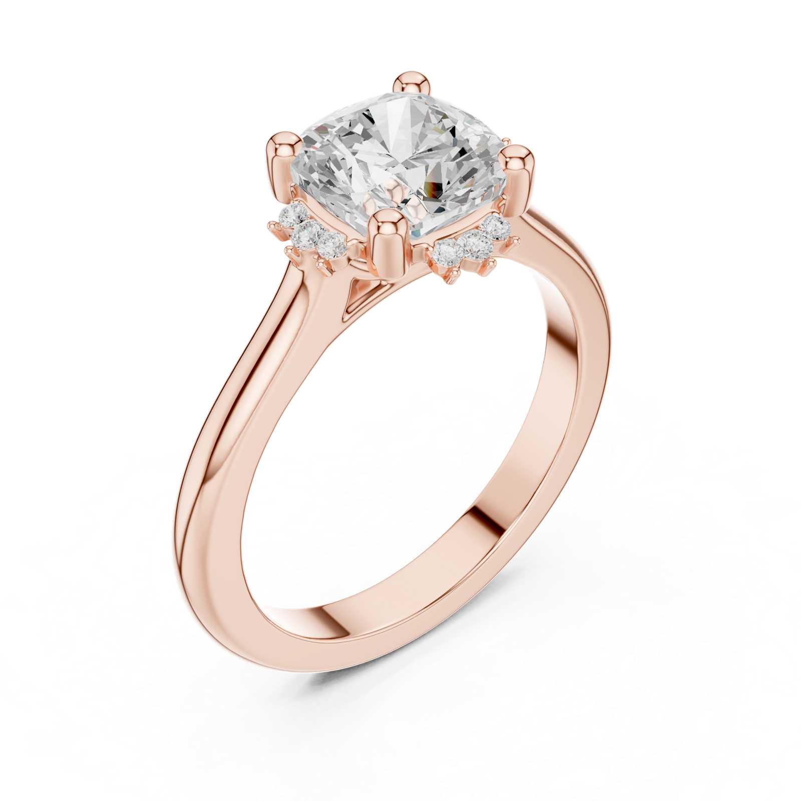 Gold Jewelry, Cushion center stone, Rose Gold, view 2