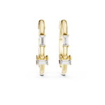 14K Solid Gold Lab Diamond Huggie Earrings, Yellow Gold