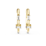 14K Solid Gold Lab Diamond Huggie Earrings, Yellow Gold