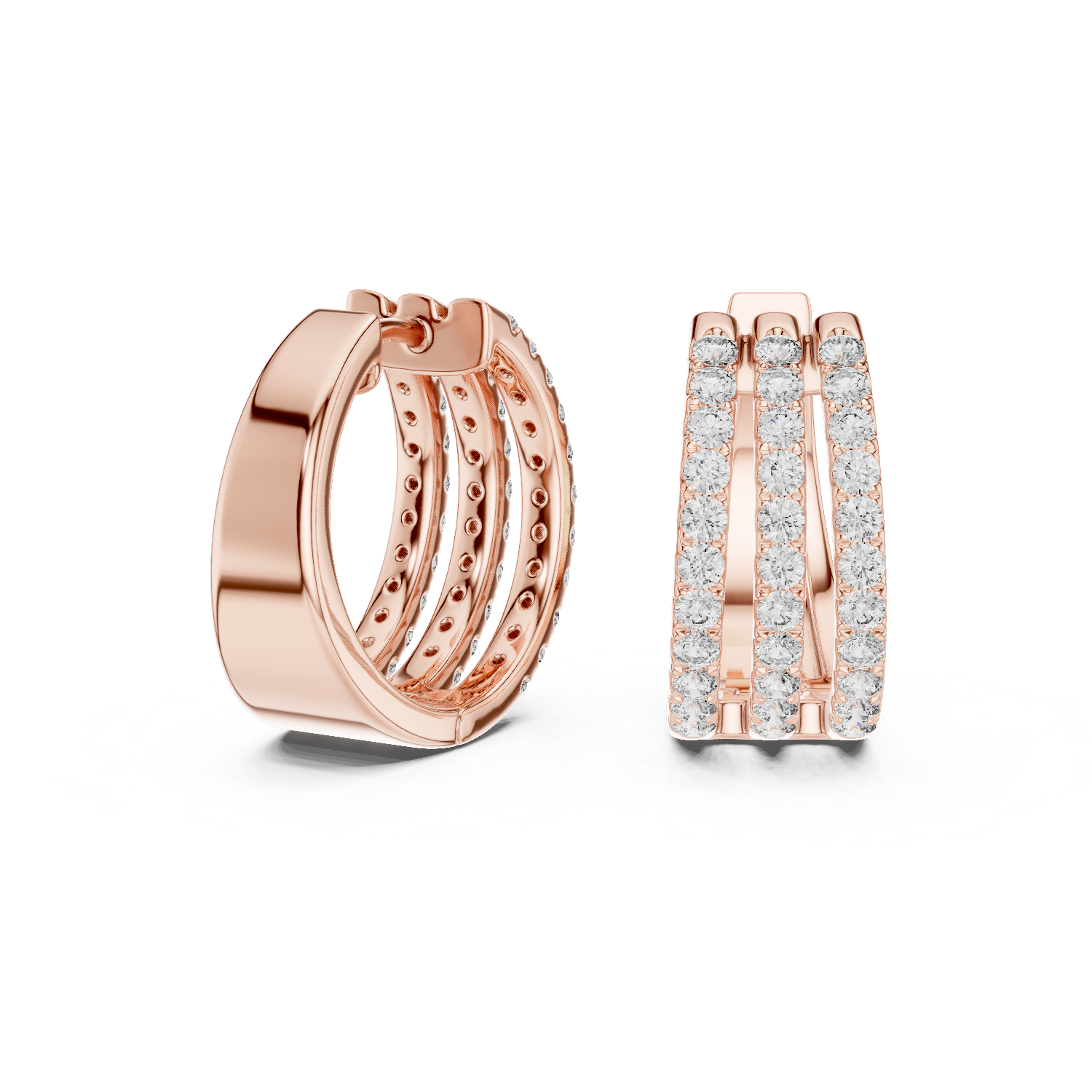 Gold Earrings GER-0382, Rose Gold, view 1