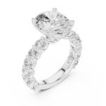 Gold Ring DDLR-087, Oval center stone, White Gold, view 2
