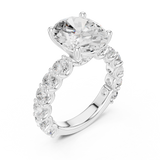 Gold Ring DDLR-087, Oval center stone, White Gold, view 2