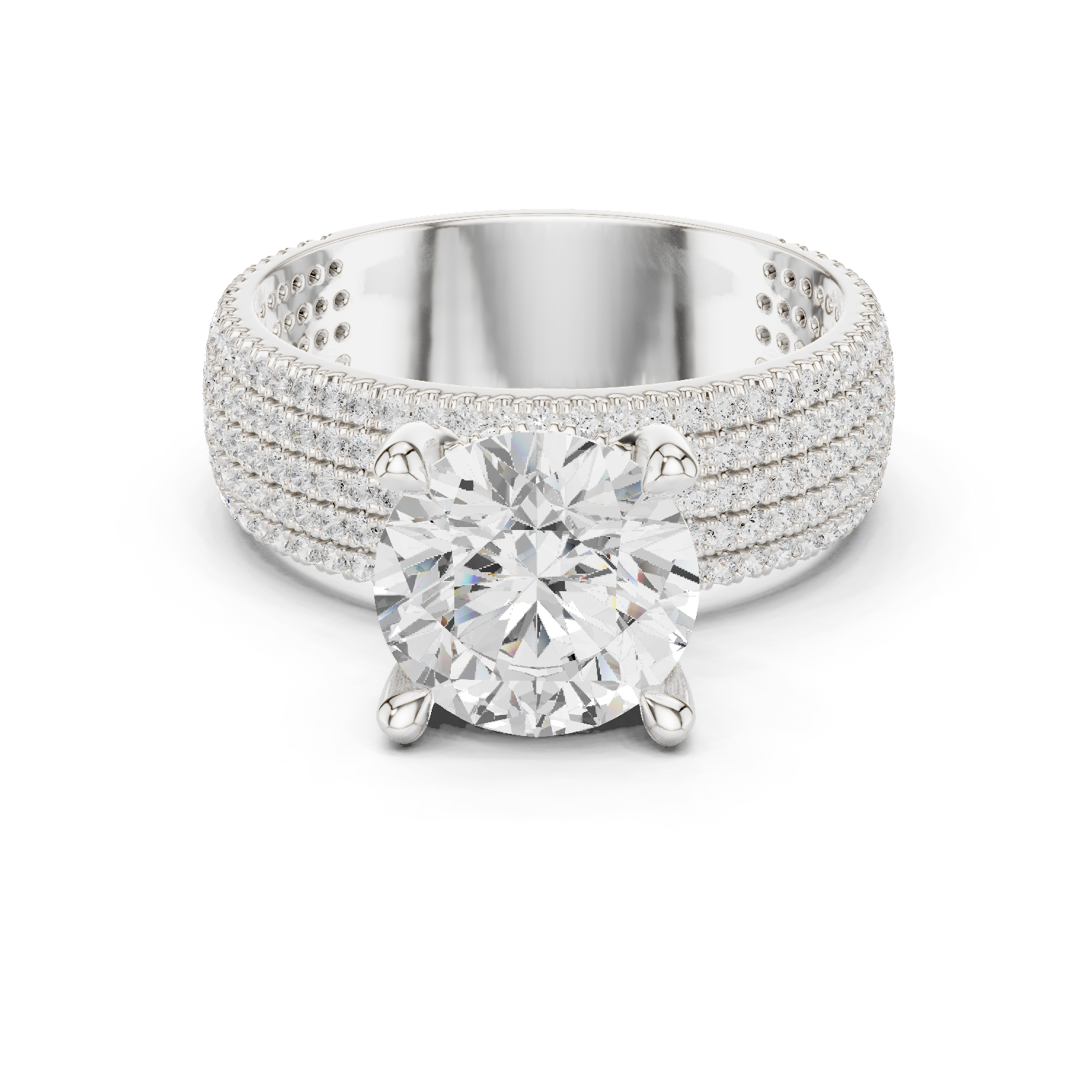 Gold Ring, Round center stone, White Gold